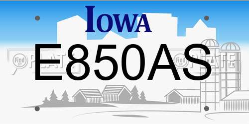 E850AS Iowa License Plate