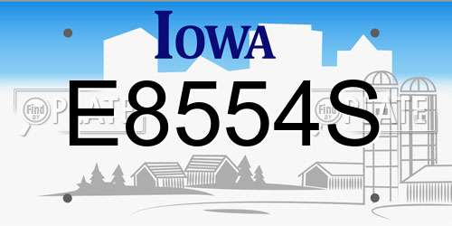 E8554S Iowa License Plate