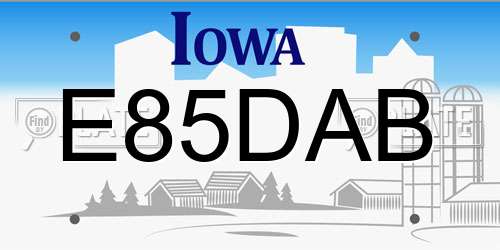 E85DAB Iowa License Plate