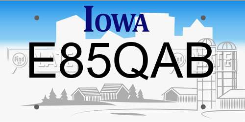 E85QAB Iowa License Plate