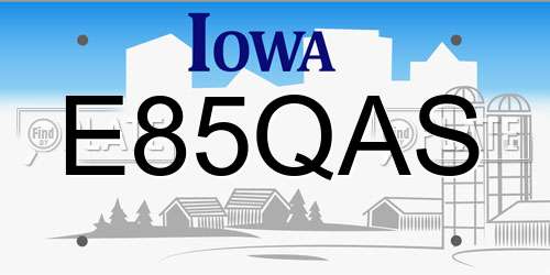 E85QAS Iowa License Plate