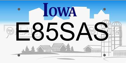 E85SAS Iowa License Plate