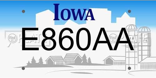 E860AA Iowa License Plate