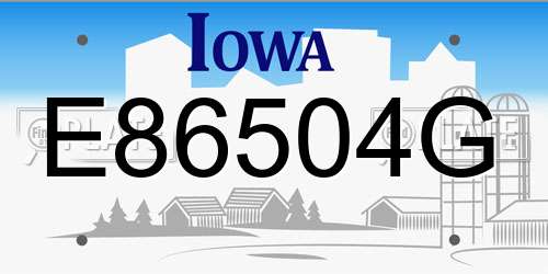 E86504G Iowa License Plate