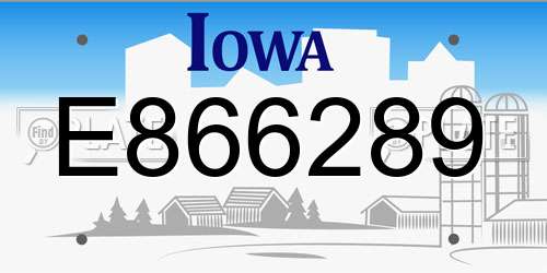 E866289 Iowa License Plate