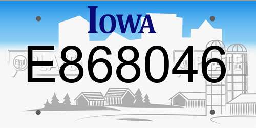 E868046 Iowa License Plate