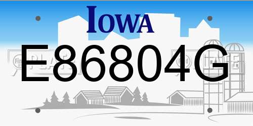 E86804G Iowa License Plate
