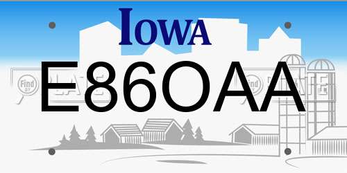 E86OAA Iowa License Plate
