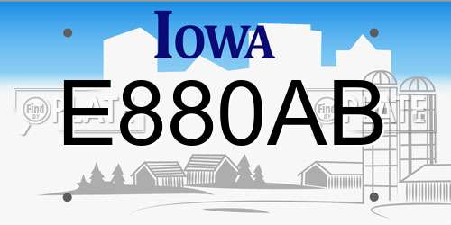 E880AB Iowa License Plate