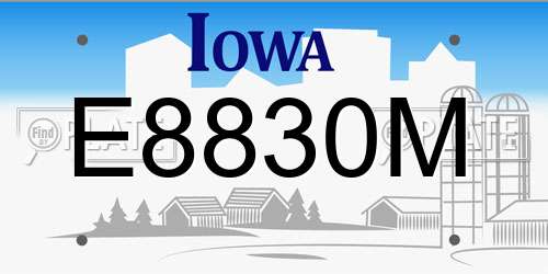 E8830M Iowa License Plate
