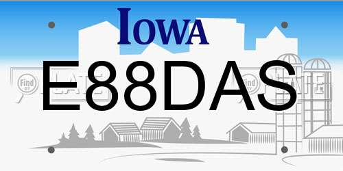 E88DAS Iowa License Plate