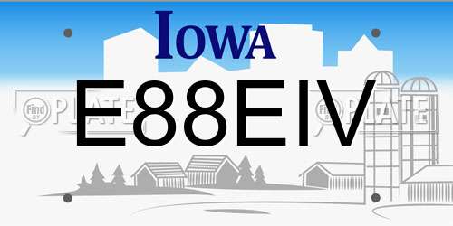E88EIV Iowa License Plate