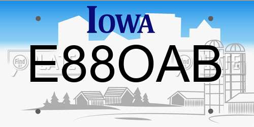 E88OAB Iowa License Plate