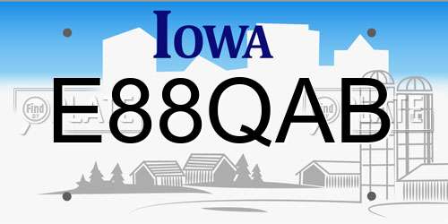 E88QAB Iowa License Plate