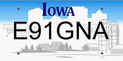 E91GNA Iowa License Plate