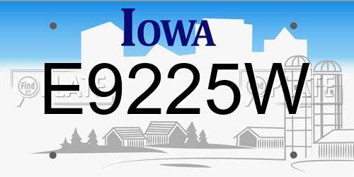 E9225W Iowa License Plate