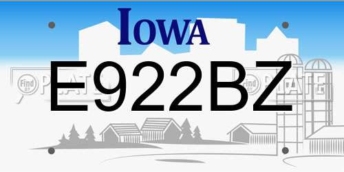 E922BZ Iowa License Plate