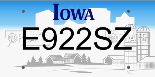 E922SZ Iowa License Plate