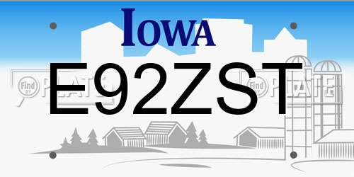 E92ZST Iowa License Plate