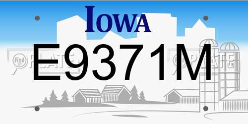 E9371M Iowa License Plate