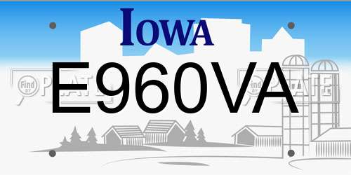 E960VA Iowa License Plate