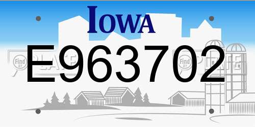 E963702 Iowa License Plate