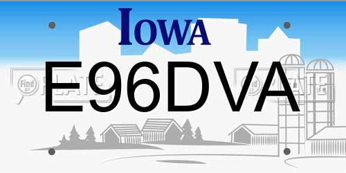 E96DVA Iowa License Plate