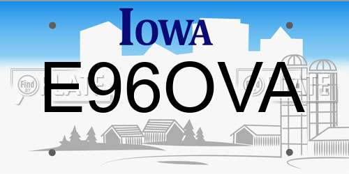 E96OVA Iowa License Plate