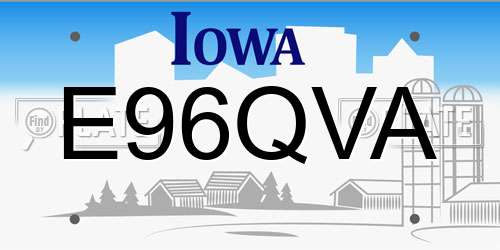 E96QVA Iowa License Plate