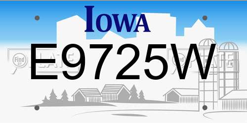E9725W Iowa License Plate