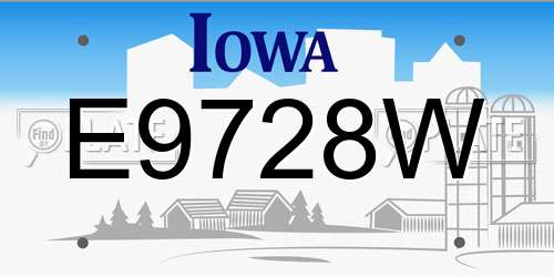 E9728W Iowa License Plate