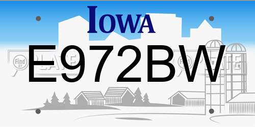 E972BW Iowa License Plate