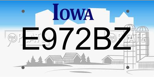 E972BZ Iowa License Plate