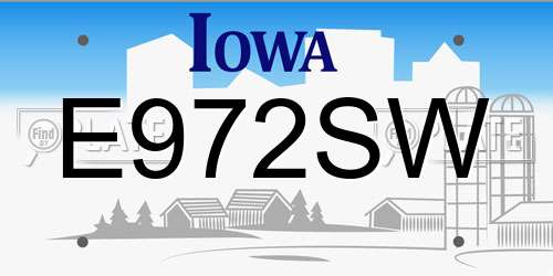 E972SW Iowa License Plate