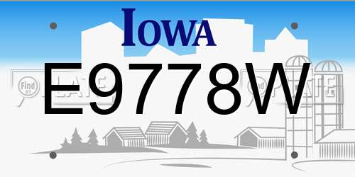 E9778W Iowa License Plate
