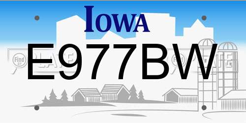 E977BW Iowa License Plate