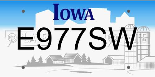 E977SW Iowa License Plate