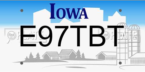 E97TBT Iowa License Plate