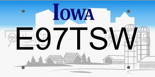E97TSW Iowa License Plate