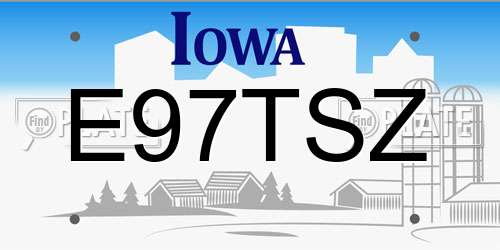E97TSZ Iowa License Plate
