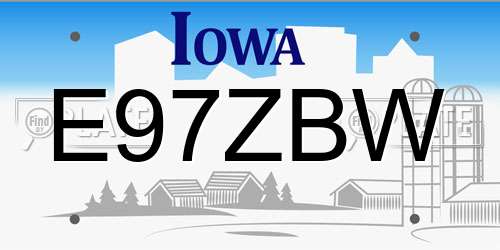 E97ZBW Iowa License Plate