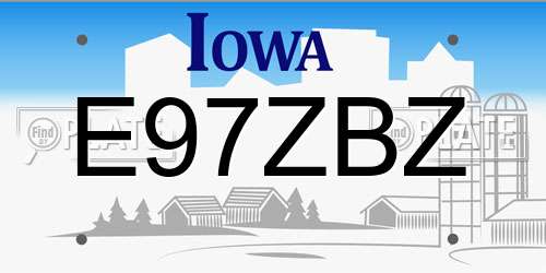 E97ZBZ Iowa License Plate