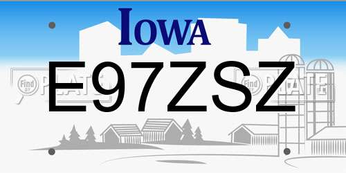 E97ZSZ Iowa License Plate