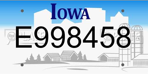 E998458 Iowa License Plate