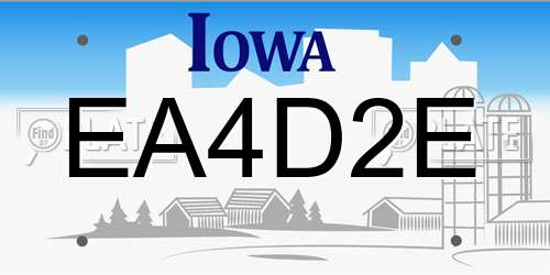 EA4D2E Iowa License Plate