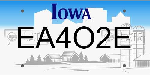 EA4O2E Iowa License Plate