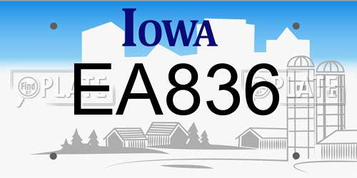 EA836 Iowa License Plate