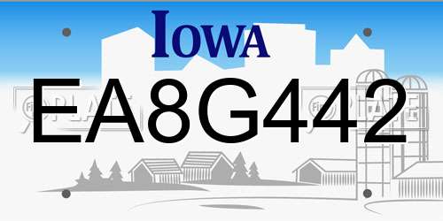 EA8G442 Iowa License Plate