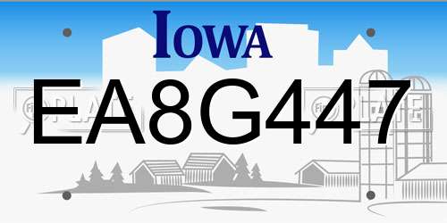 EA8G447 Iowa License Plate