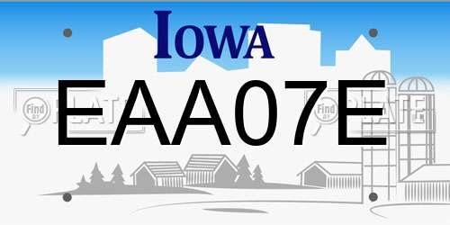 EAA07E Iowa License Plate